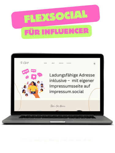 Ladungsfähige Adresse mit passendem Impressumslink speziell für Influencer entwickelt