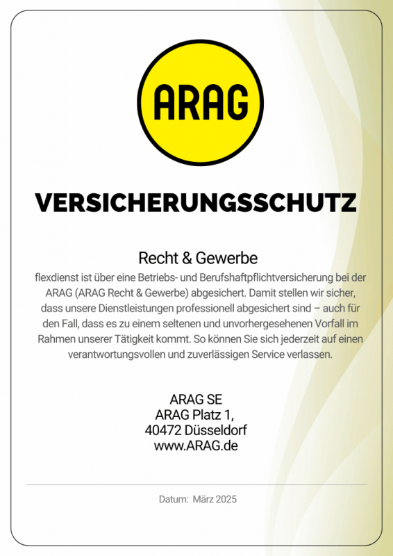 ARAG SE Versicherungsschutz bei flexdienst