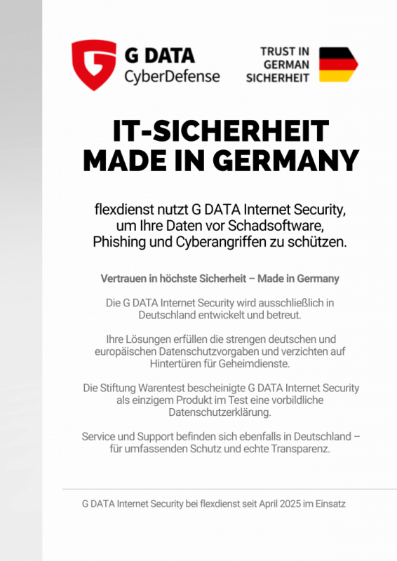 G-DATA Cyber Defense Made in Germany eingesetzt bei flexdienst