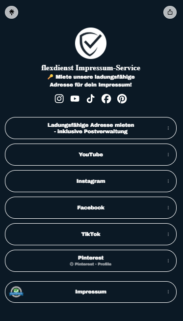 Link zu einem Impressum in Linktree rechtssicher hinterlegen